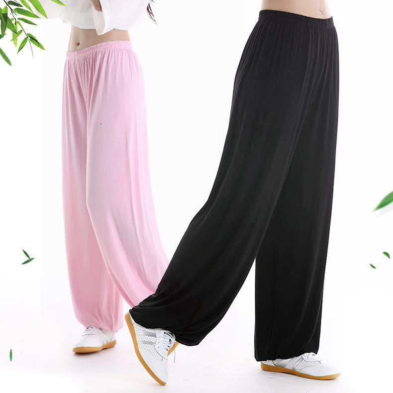 Pantalon d'été unisexe en modal avec taille élastique et pierres de Buddha Stones pour la pratique du Tai Chi et du Qigong - image 3