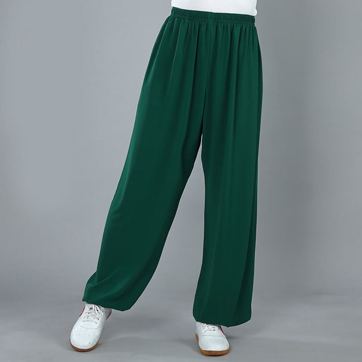 Buddha Stones Pantalon d'été unisexe en coton respirant avec poches, taille élastique, pour Tai Chi, Kung Fu, Qigong - Vert de mer - 3XL- Convient aux États-Unis, au Royaume-Uni, en Australie et en UE - 2XL - image 16