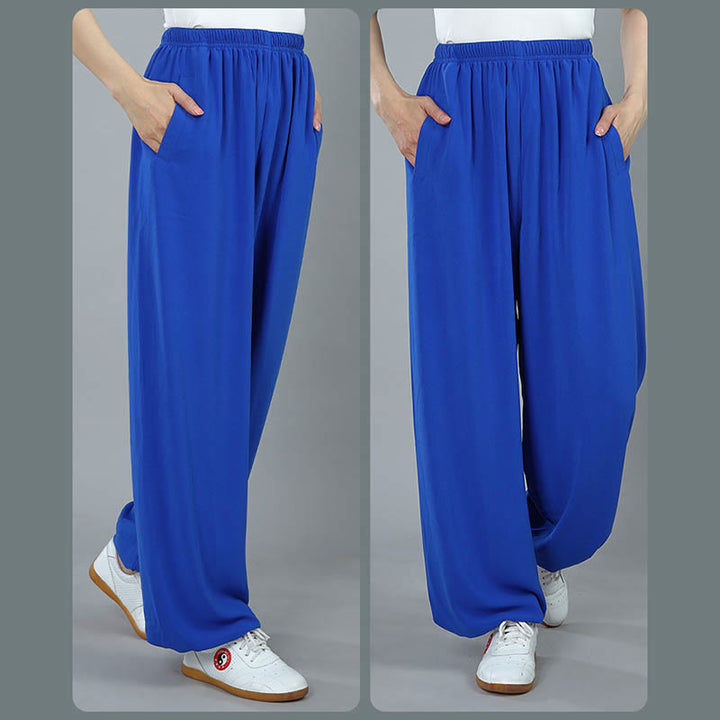 Buddha Stones Pantalon d'été unisexe en coton respirant avec poches, taille élastique, pour Tai Chi, Kung Fu, Qigong - image 12