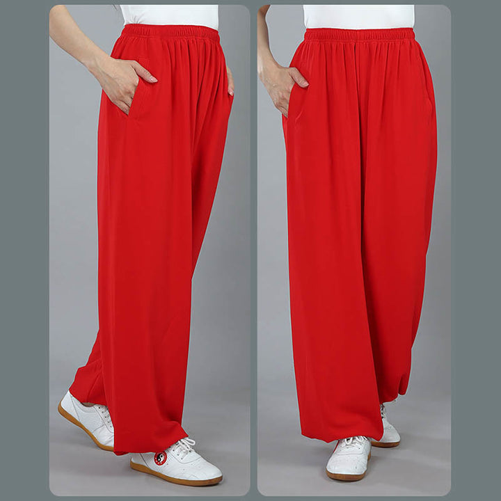 Buddha Stones Pantalon d'été unisexe en coton respirant avec poches, taille élastique, pour Tai Chi, Kung Fu, Qigong - image 17