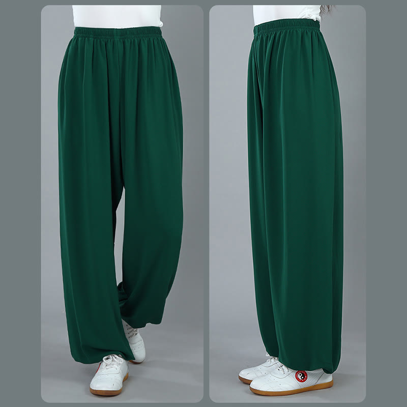 Buddha Stones Pantalon d'été unisexe en coton respirant avec poches, taille élastique, pour Tai Chi, Kung Fu, Qigong - image 17