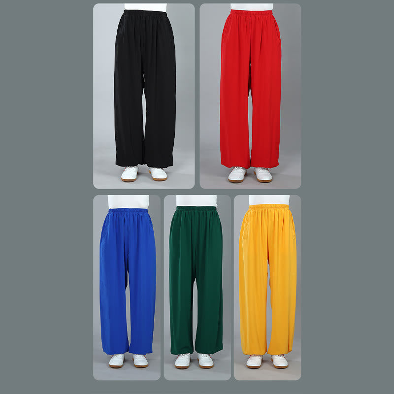 Buddha Stones Pantalon d'été unisexe en coton respirant avec poches, taille élastique, pour Tai Chi, Kung Fu, Qigong - image 19
