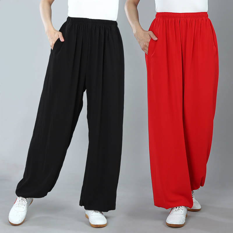 Buddha Stones Pantalon d'été unisexe en coton respirant avec poches, taille élastique, pour Tai Chi, Kung Fu, Qigong - image 19