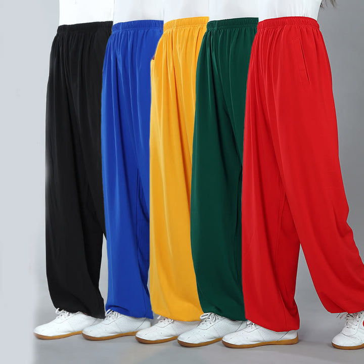 Pantalon d'été unisexe à taille élastique et respirant avec poches, idéal pour la pratique du Tai Chi, du Kung Fu et du Qigong, Buddha Stones. - image 1