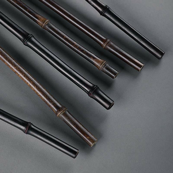 Éventail en bambou fait main à long manche avec Buddha Stones de style chinois