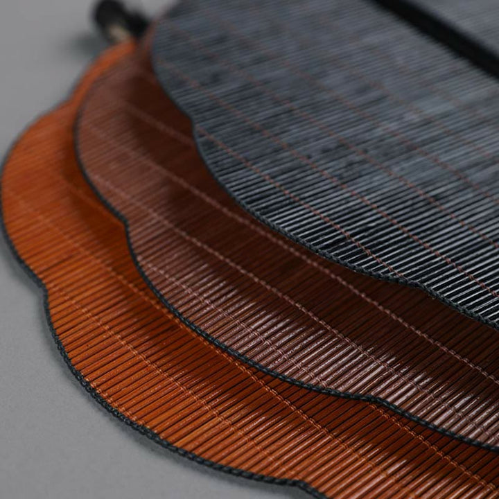 Éventail en bambou fait main à long manche avec Buddha Stones de style chinois