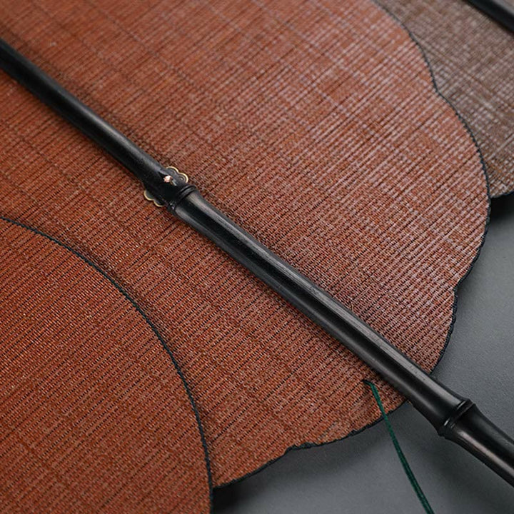 Éventail en bambou fait main à long manche avec Buddha Stones de style chinois