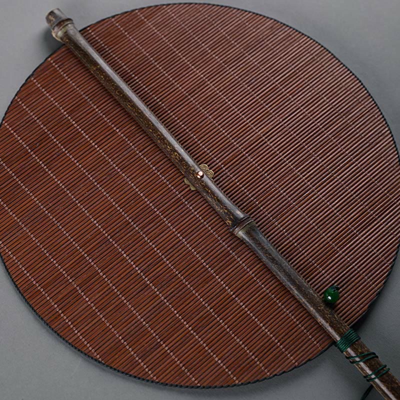 Éventail en bambou fait main à long manche avec Buddha Stones de style chinois