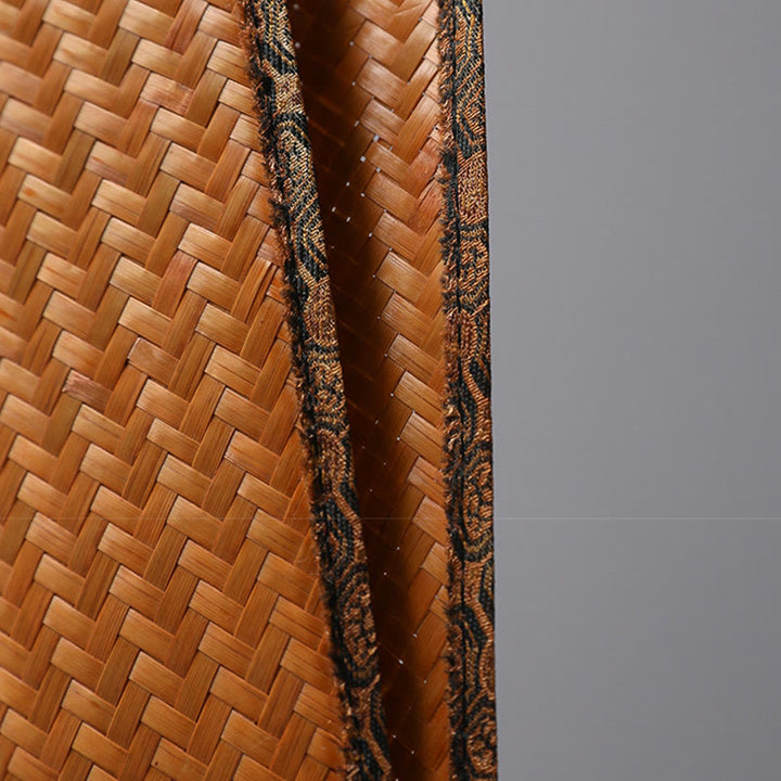 Éventail à long manche en bambou fait main de style chinois avec Buddha Stones