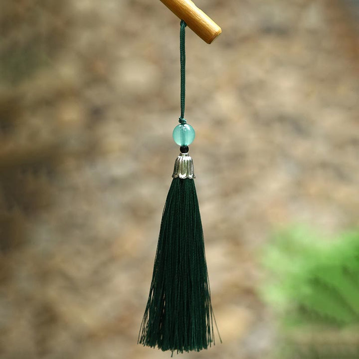 Buddha Stones en bambou tressé à la main de style chinois en forme de banane ovale ronde et conique à long manche