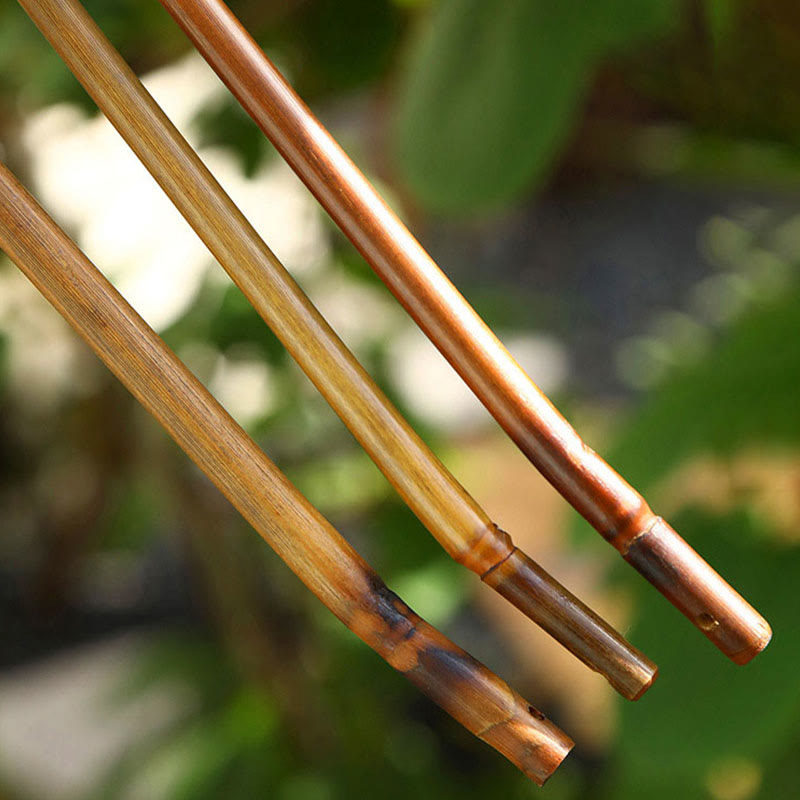 Buddha Stones en bambou tressé à la main de style chinois en forme de banane ovale ronde et conique à long manche