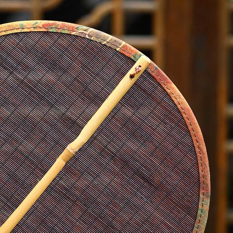 Buddha Stones rond en bambou tissé à la main en forme de banane, style chinois rétro, fait à la main, avec de longues poignées