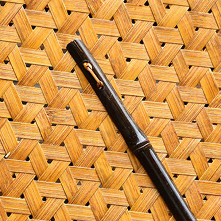 Buddha Stones rond en bambou tissé à la main en forme de banane, style chinois rétro, fait à la main, avec de longues poignées