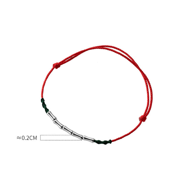 Bracelet en corde tressée ultra-fine en argent sterling 925 avec motif bambou et Buddha Stones