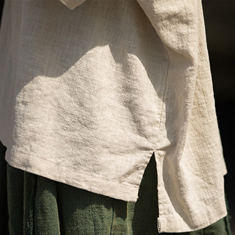 T-shirt décontracté à manches mi-longues en lin et coton ramie avec Buddha Stones - image 28