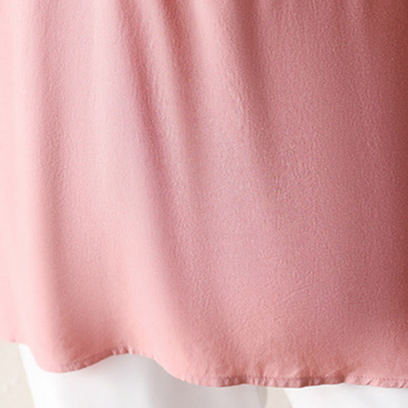 T-shirt à manches courtes et col en V avec boutons roses et Buddha Stones - image 8