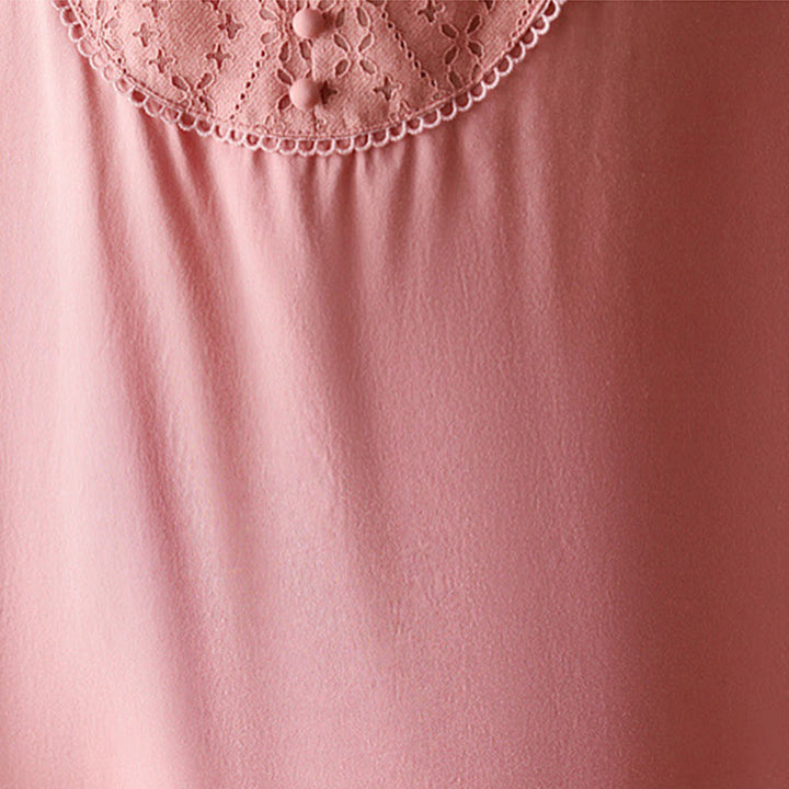 T-shirt à manches courtes et col en V avec boutons roses et Buddha Stones - image 6