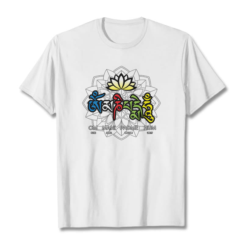 T-shirt Buddha Stones Om Mani Padme Hum Lotus - Blanc - 2XL - image 8