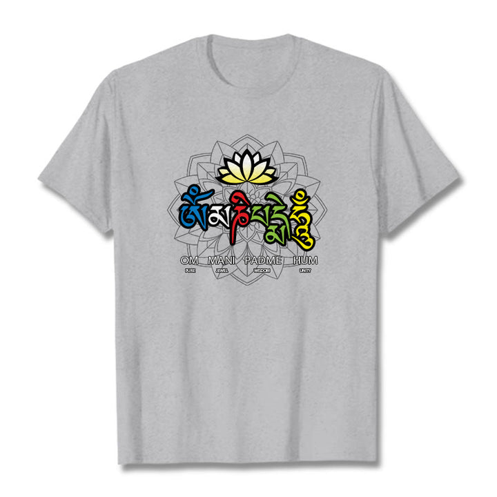 T-shirt Buddha Stones Om Mani Padme Hum Lotus - Gris clair - 2XL - image 20