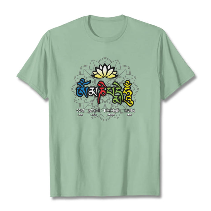 T-shirt Buddha Stones Om Mani Padme Hum Lotus - Vert pâle - 2XL - image 11