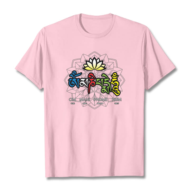 T-shirt Buddha Stones Om Mani Padme Hum Lotus - Rose clair - 2XL - image 14