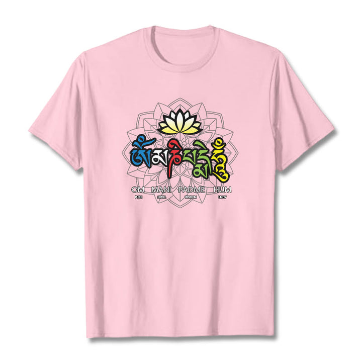 T-shirt Buddha Stones Om Mani Padme Hum Lotus - Rose clair - 2XL - image 14