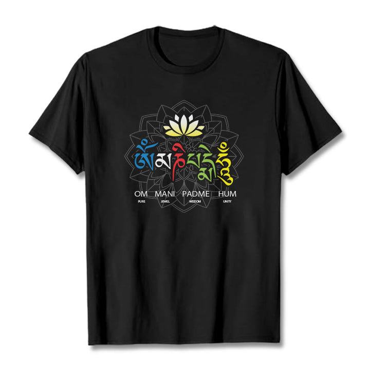 T-shirt Buddha Stones Om Mani Padme Hum Lotus - Noir - 2XL - image 0
