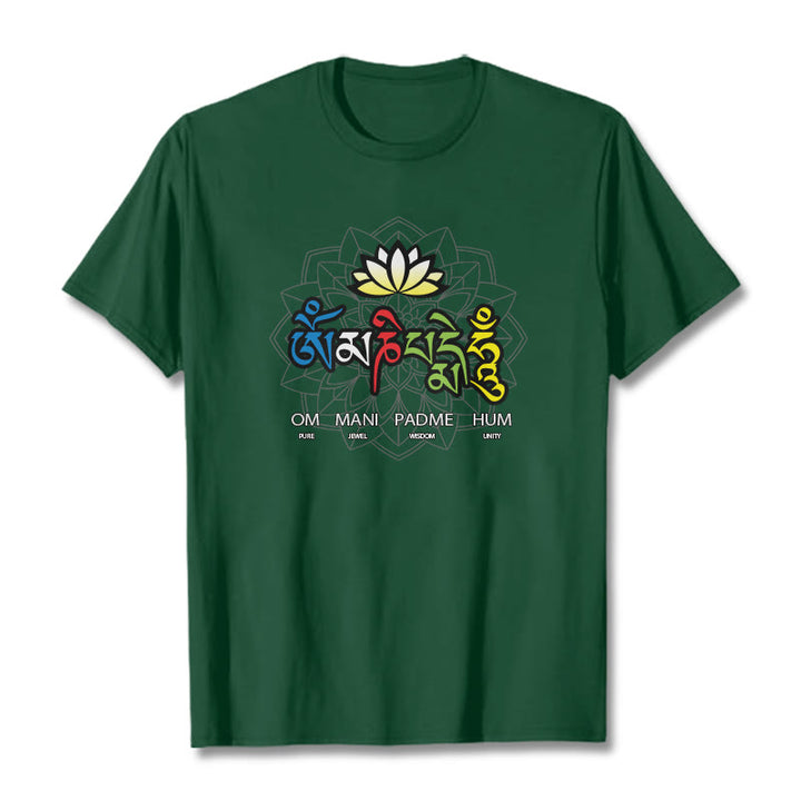 T-shirt Buddha Stones Om Mani Padme Hum Lotus - Vert forêt - 2XL - image 6