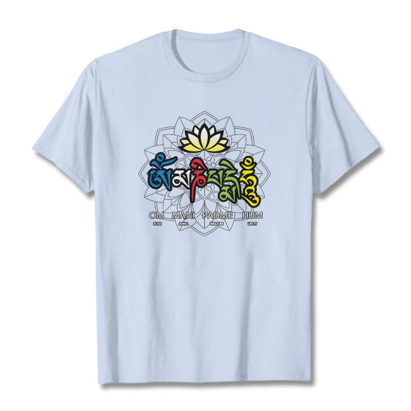 T-shirt Buddha Stones Om Mani Padme Hum Lotus - Cyan clair - 2XL - image 10
