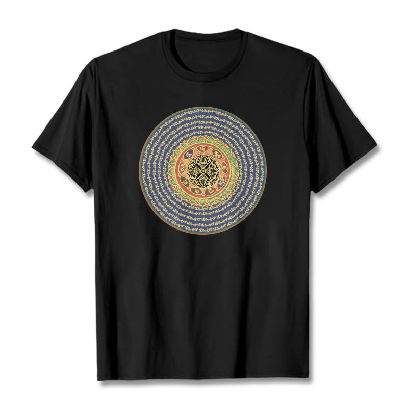 Buddha Stones 108 Om Mani Padme Hum Mantra Sanskrit T-shirt - Noir - 2XL - image 5