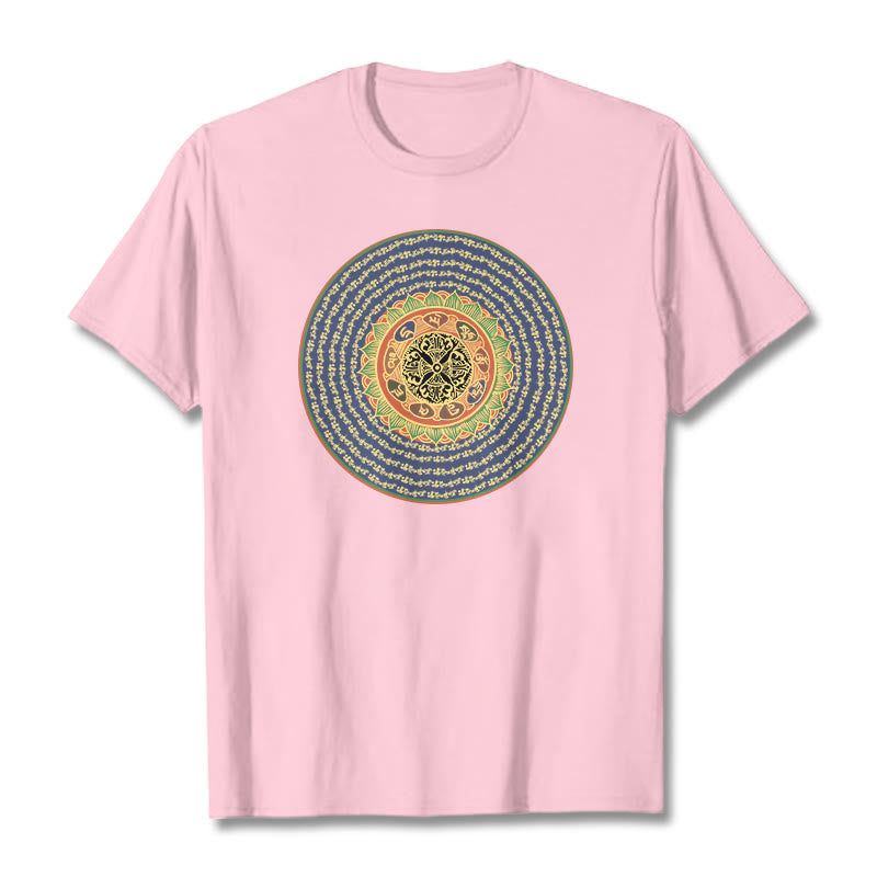 Buddha Stones 108 Om Mani Padme Hum Mantra Sanskrit T-shirt - Rose clair - 2XL - image 13