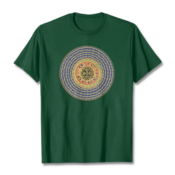 Buddha Stones 108 Om Mani Padme Hum Mantra Sanskrit T-shirt - Vert forêt - 2XL - image 10