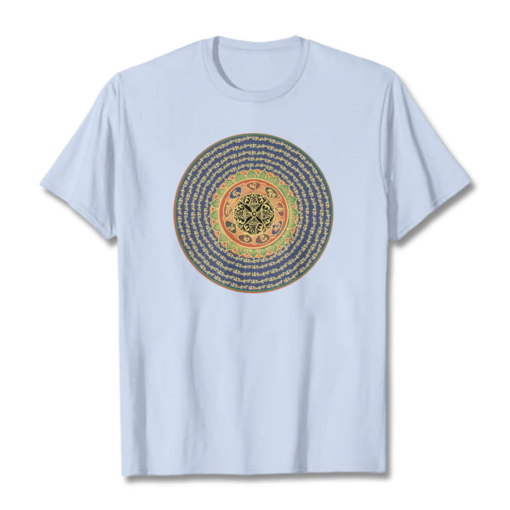 Buddha Stones 108 Om Mani Padme Hum Mantra Sanskrit T-shirt - Cyan clair - 2XL - image 12