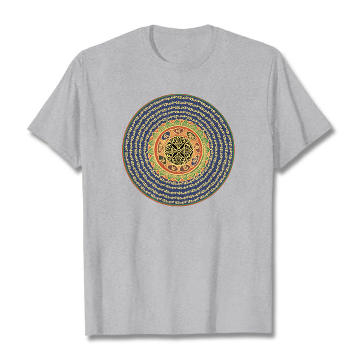 Buddha Stones 108 Om Mani Padme Hum Mantra Sanskrit T-shirt - Gris clair - 2XL - image 0