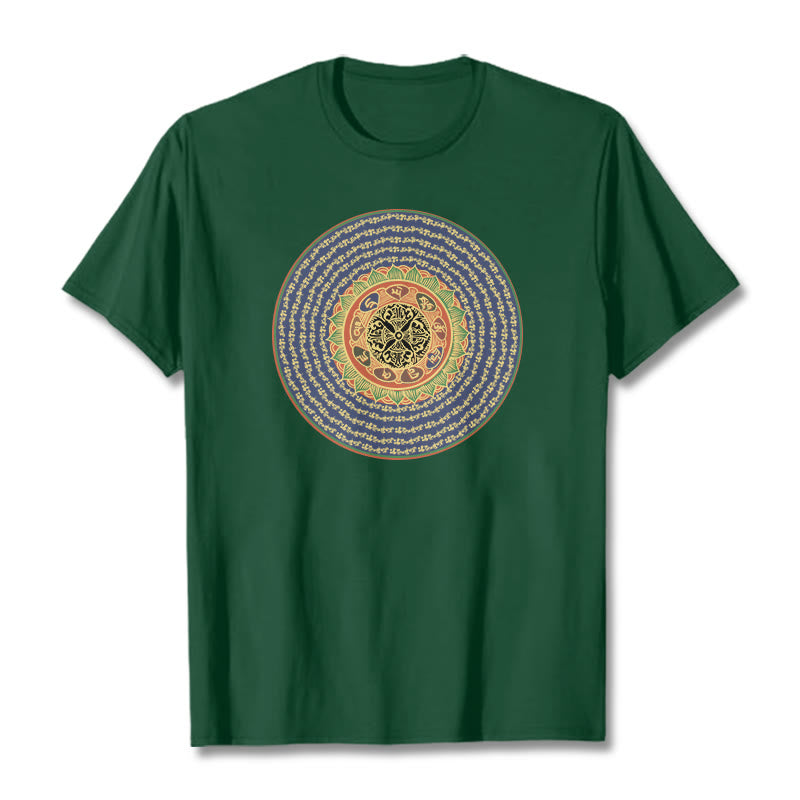 Buddha Stones 108 Om Mani Padme Hum Mantra Sanskrit T-shirt - Vert forêt - 2XL - image 9