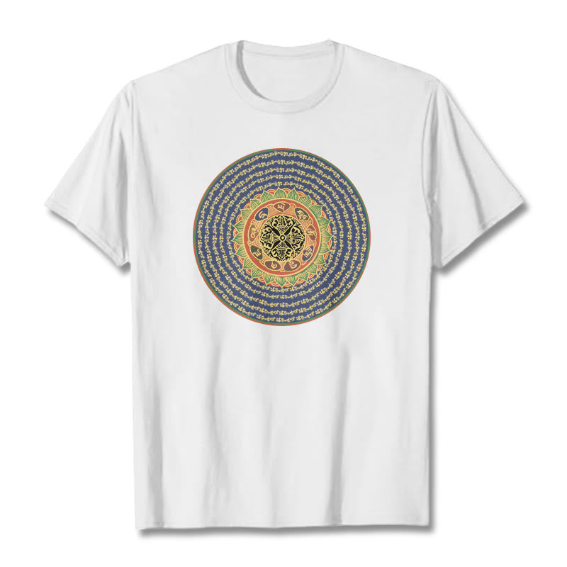 Buddha Stones 108 Om Mani Padme Hum Mantra Sanskrit T-shirt - Blanc - 2XL - image 3