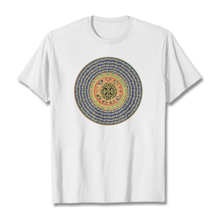 Buddha Stones 108 Om Mani Padme Hum Mantra Sanskrit T-shirt - Blanc - 2XL - image 3