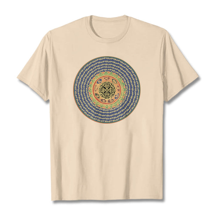 Buddha Stones 108 Om Mani Padme Hum Mantra Sanskrit T-shirt - Bisque - 2XL - image 14