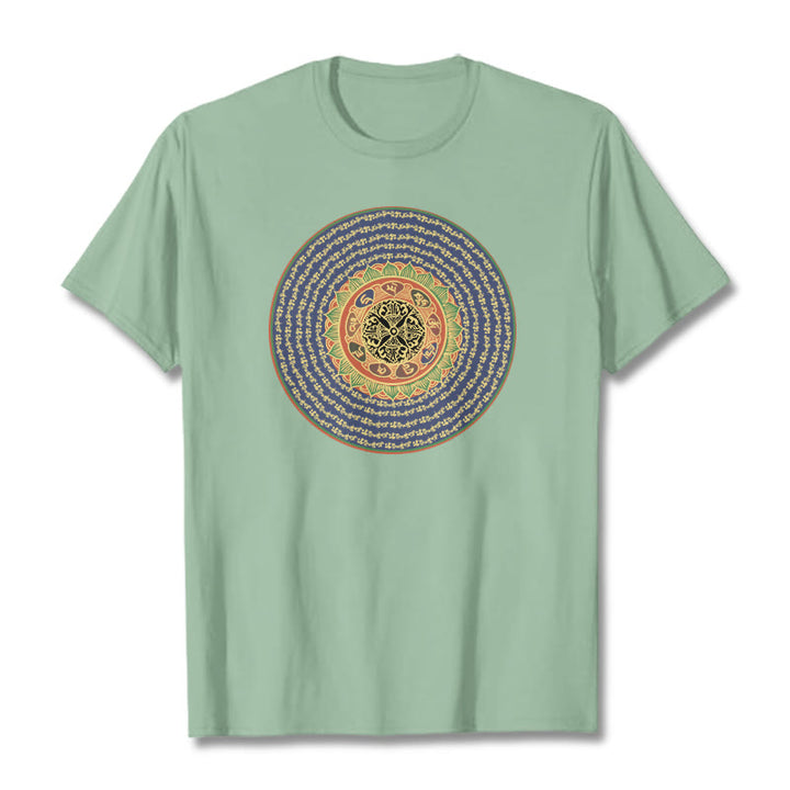 Buddha Stones 108 Om Mani Padme Hum Mantra Sanskrit T-shirt - Vert pâle - 2XL - image 16