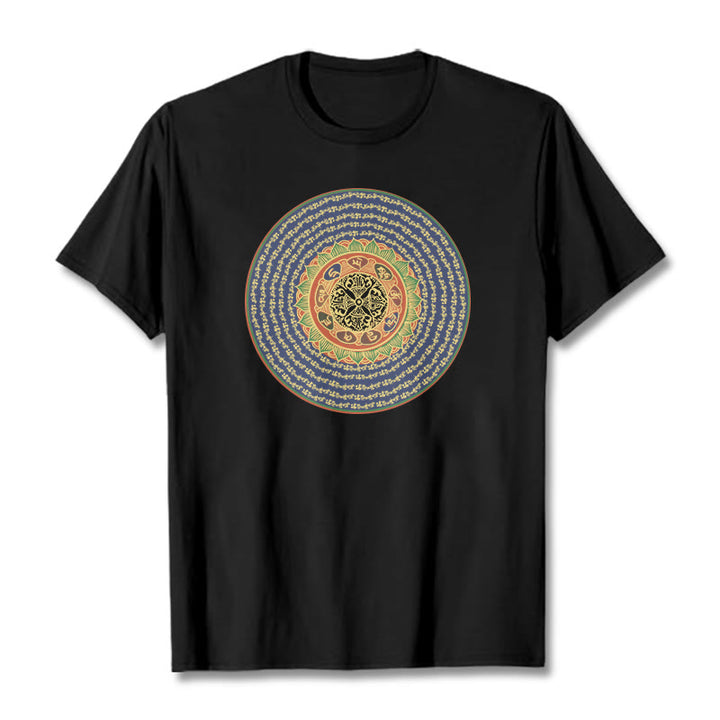 Buddha Stones 108 Om Mani Padme Hum Mantra Sanskrit T-shirt - Noir - 2XL - image 6