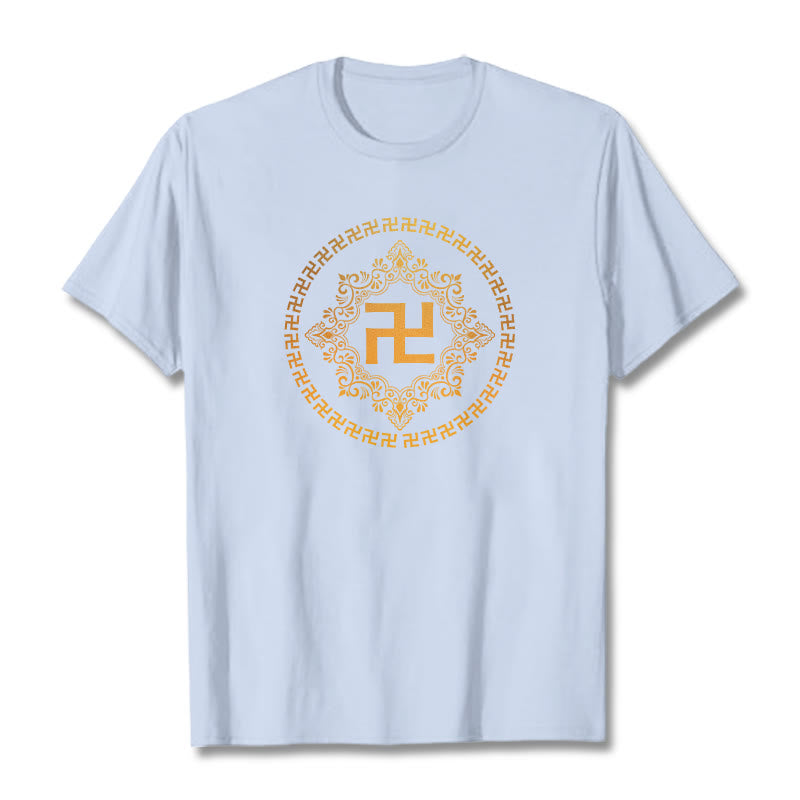 T-shirt avec croix gammée et Buddha Stones - Cyan clair - 2XL - image 11