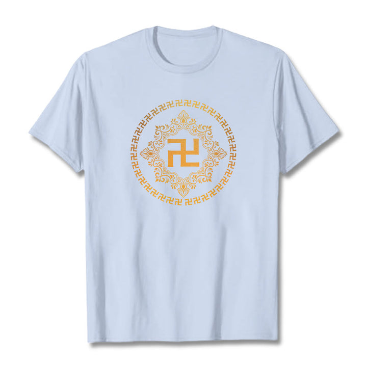 T-shirt avec croix gammée et Buddha Stones - Cyan clair - 2XL - image 11