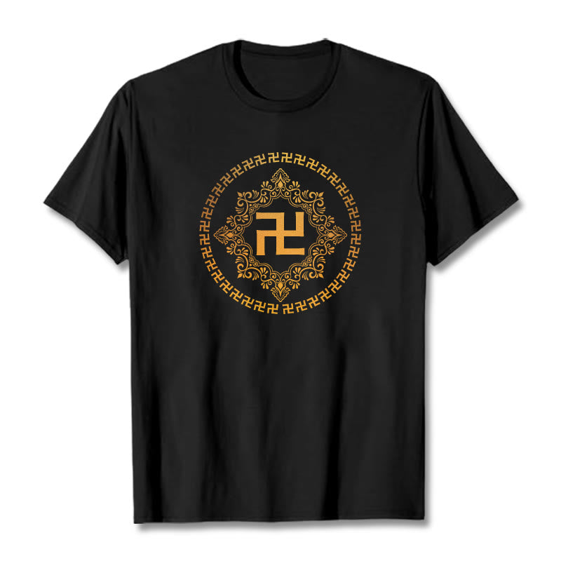 T-shirt avec croix gammée et Buddha Stones - Noir - 2XL - image 6