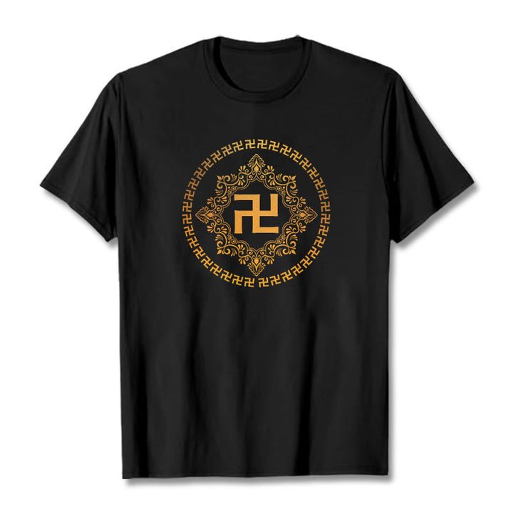 T-shirt avec croix gammée et Buddha Stones - Noir - 2XL - image 6