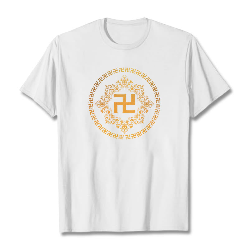 T-shirt avec croix gammée et Buddha Stones - Blanc - 2XL - image 0