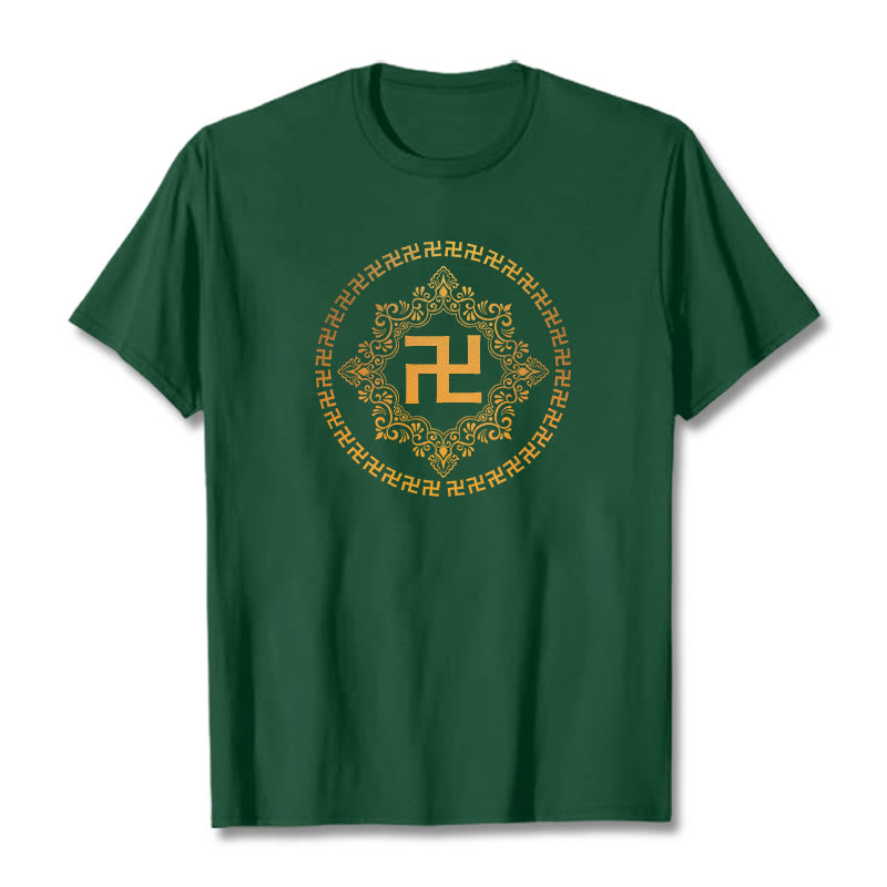 T-shirt avec croix gammée et Buddha Stones - Vert forêt - 2XL - image 4