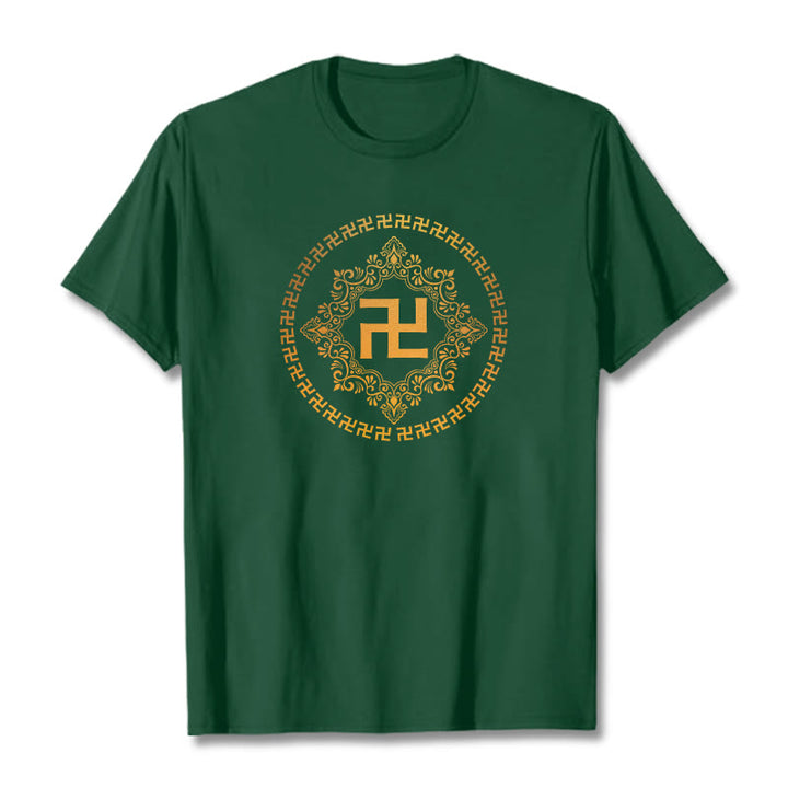 T-shirt avec croix gammée et Buddha Stones - Vert forêt - 2XL - image 4