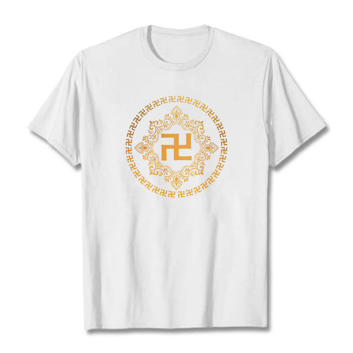 T-shirt avec croix gammée et Buddha Stones - Blanc - 2XL - image 1