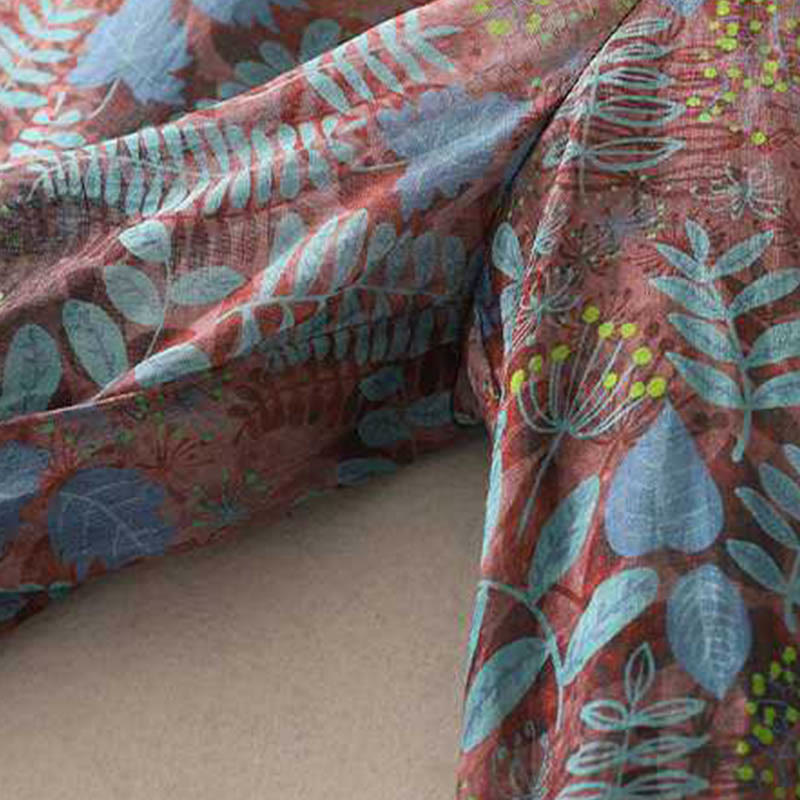 Pantalon d'été pour femme Buddha Stones avec poches et feuilles bleues - image 5