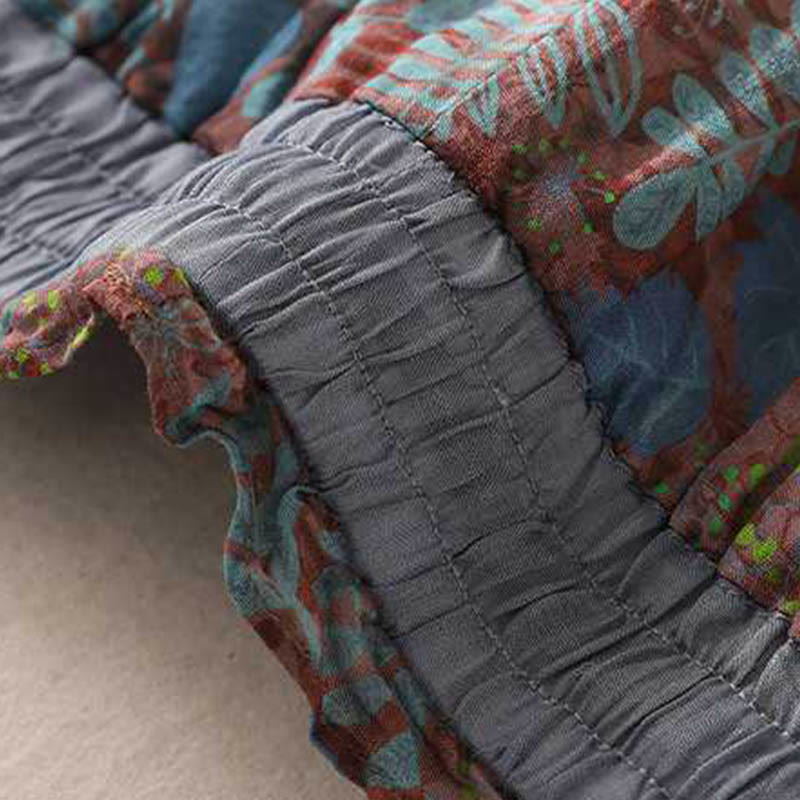 Pantalon d'été pour femme Buddha Stones avec poches et feuilles bleues - image 4